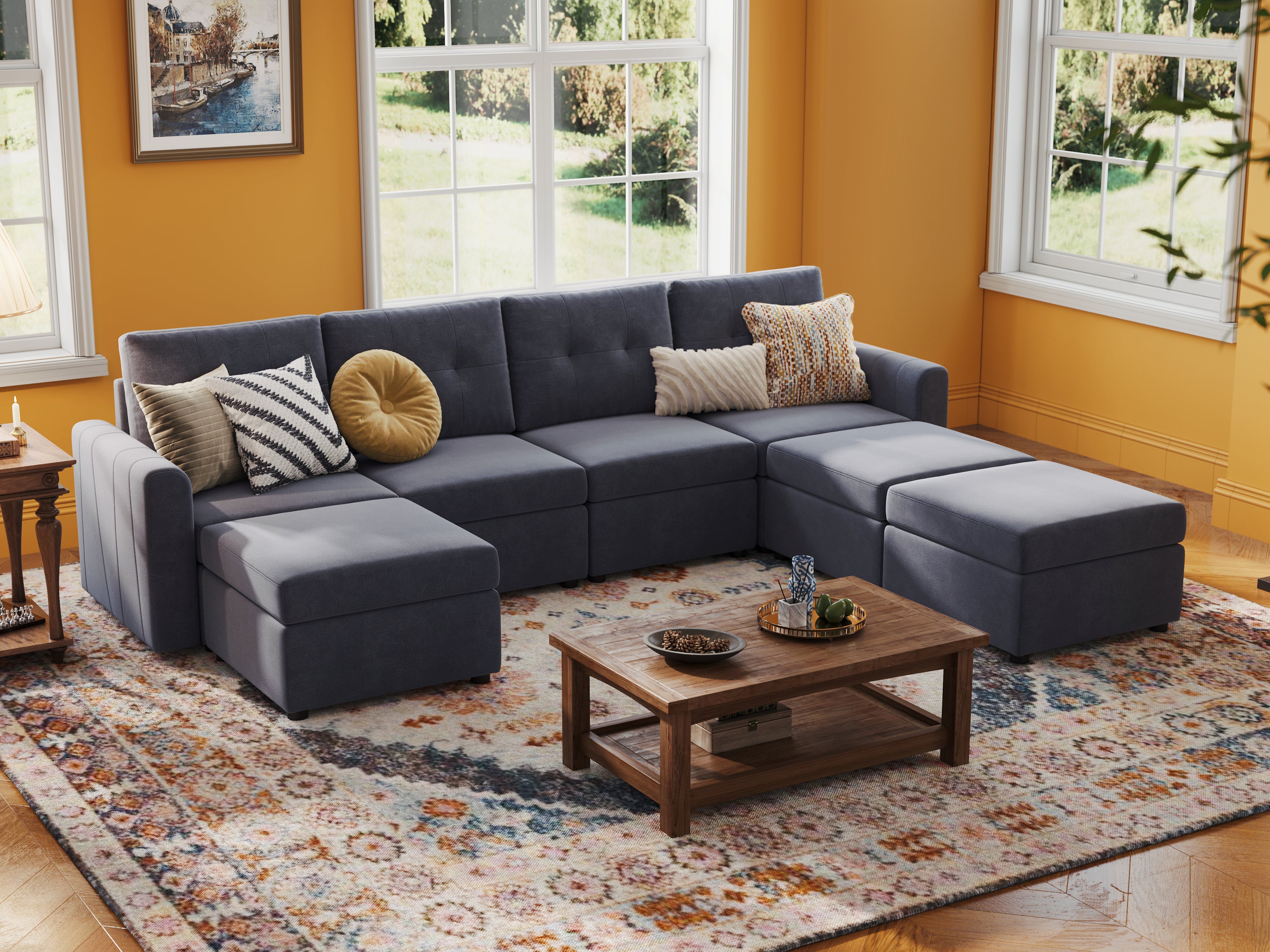 RUBIK III 4 Seats with 3 Ottomans and An Additional Set of Covers - LINSY HOME