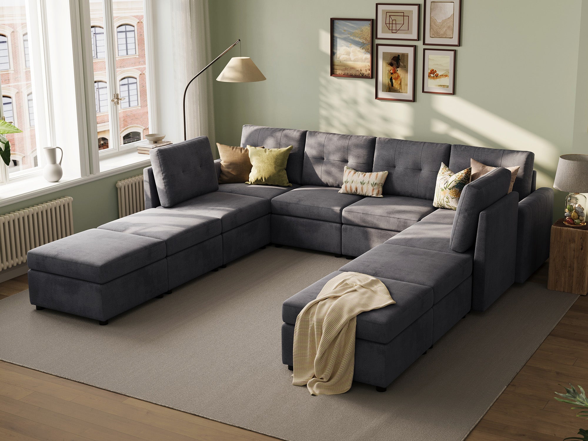 RUBIK III 6 Seats with 4 Ottomans - LINSY HOME