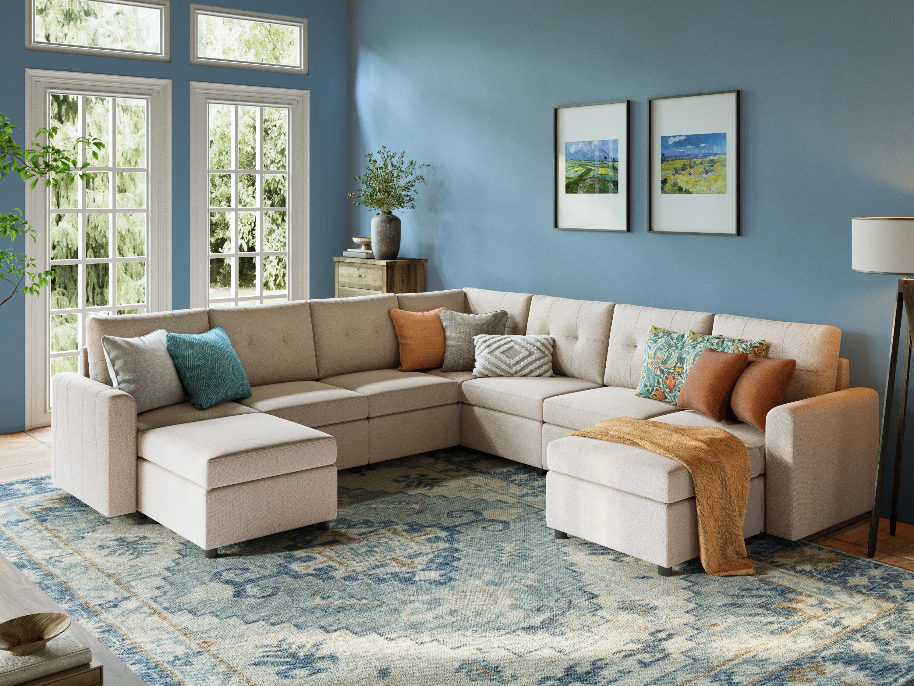 RUBIK III 6 Seats with Corner & 2 Ottomans - LINSY HOME