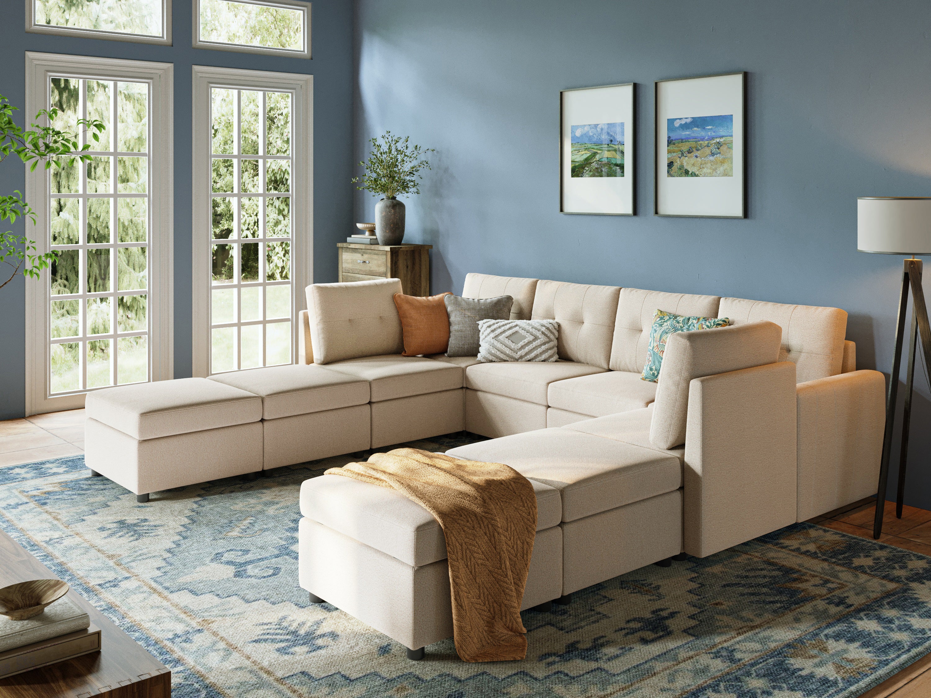 RUBIK III 6 Seats with 4 Ottomans - LINSY HOME