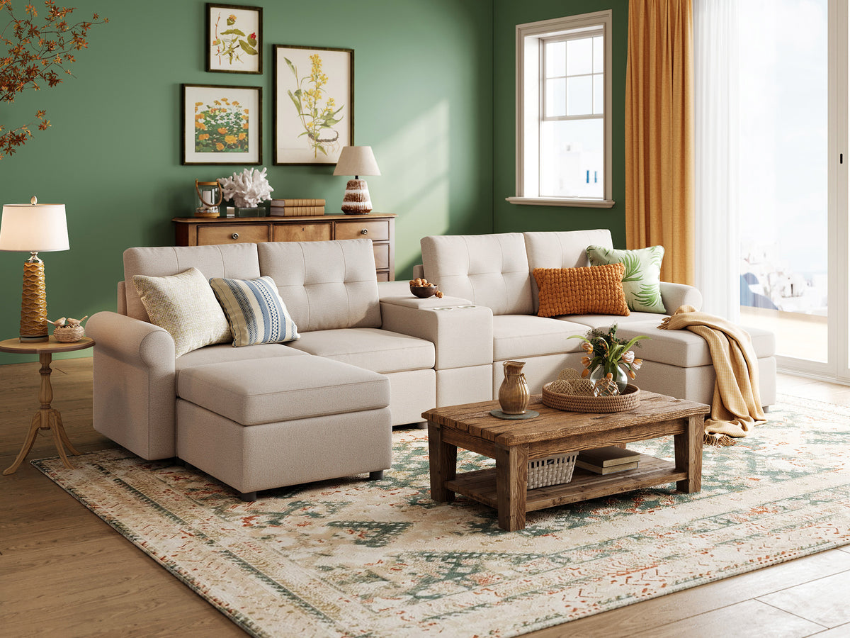 RUBIK III 4 Seats with 2 Ottomans & Console