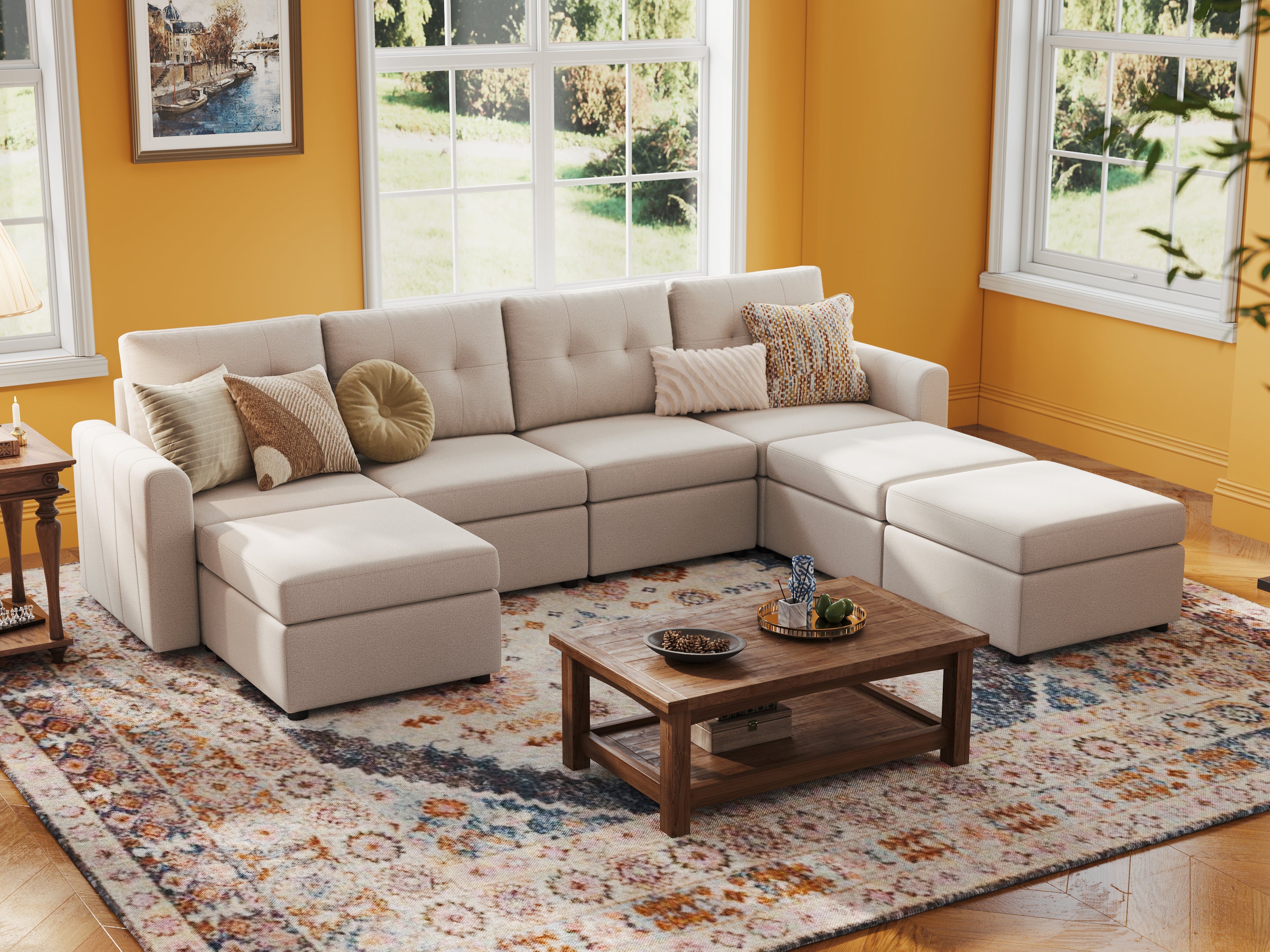RUBIK III 4 Seats with 3 Ottomans and An Additional Set of Covers - LINSY HOME