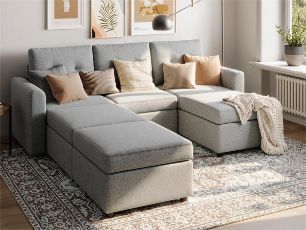 RUBIK III 3 Seats with 3 Ottomans - LINSY HOME