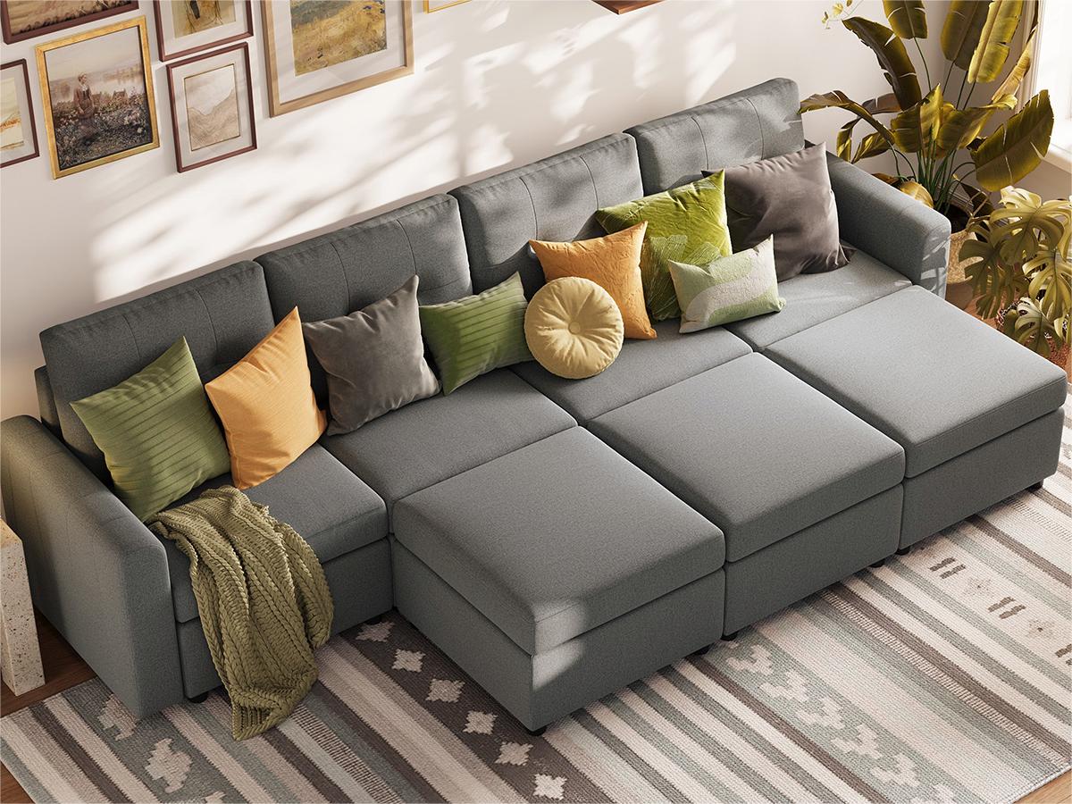 RUBIK III 4 Seats with 3 Ottomans - LINSY HOME