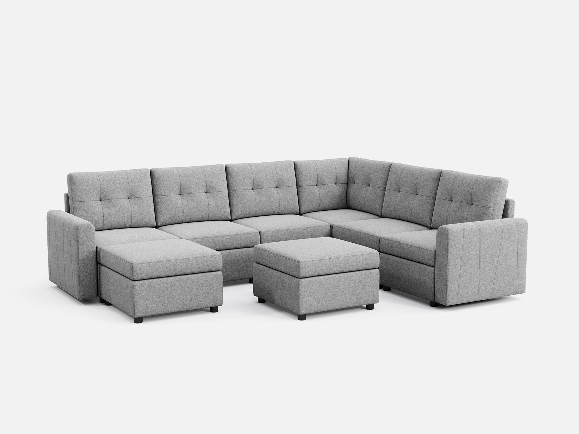 RUBIK III 5 Seats with Corner & 2 Ottomans - LINSY HOME