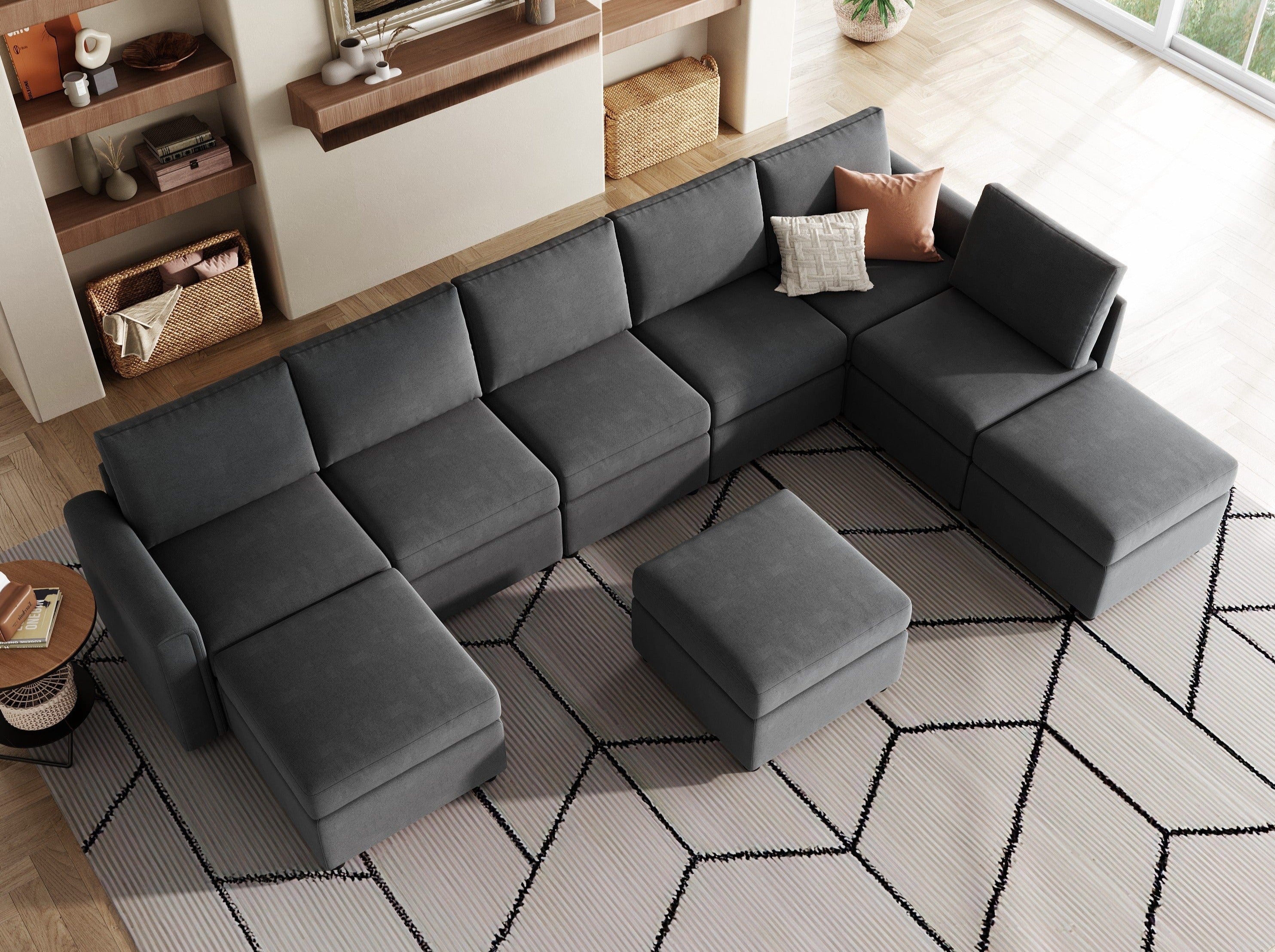 RUBIK I  6 Seats with 3 Ottomans - LINSY HOME