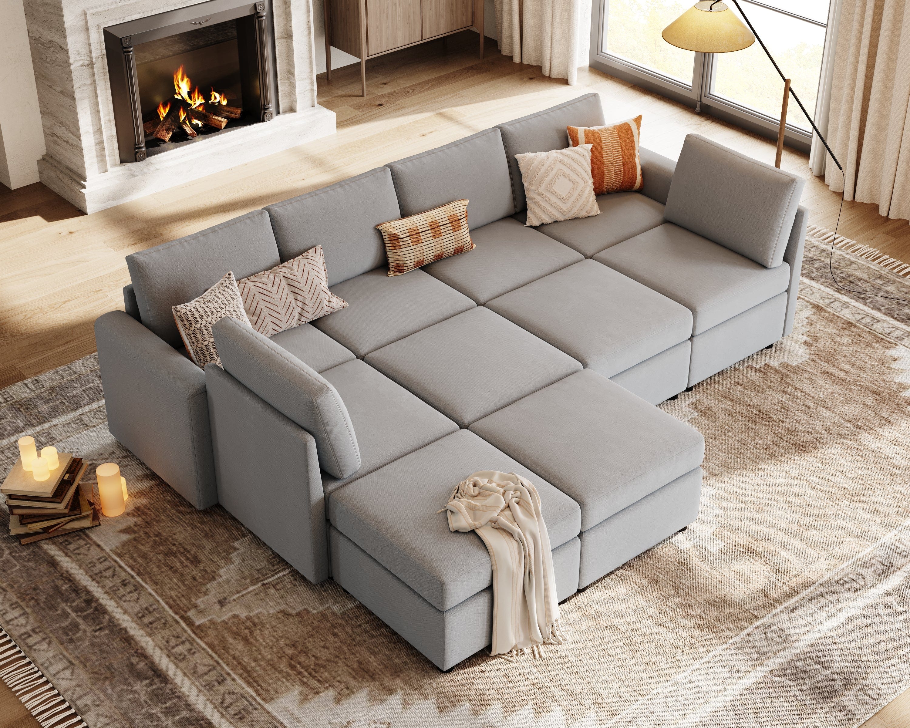 RUBIK I 6 Seats with 4 Ottomans - LINSY HOME