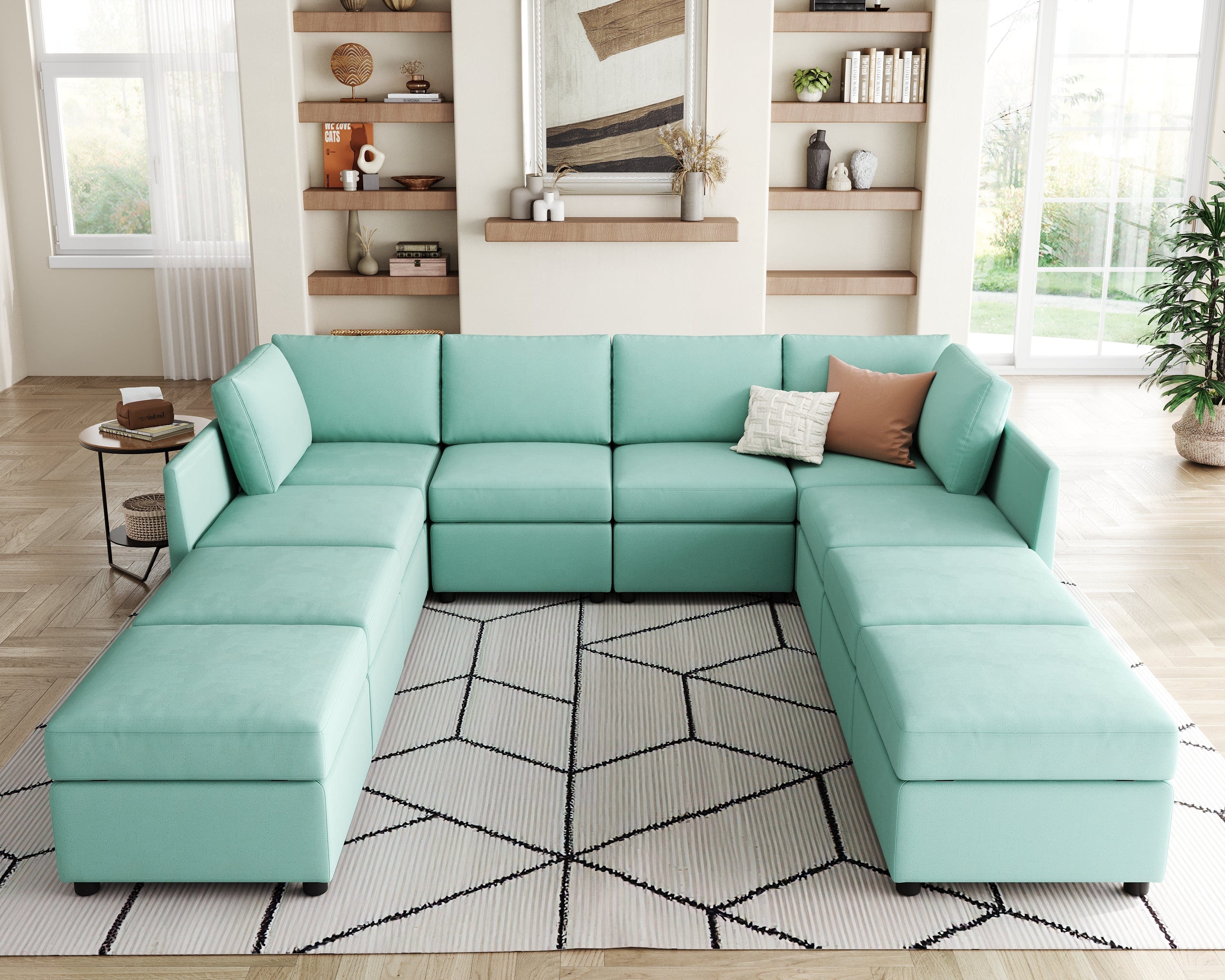RUBIK I 6 Seats with 4 Ottomans - LINSY HOME