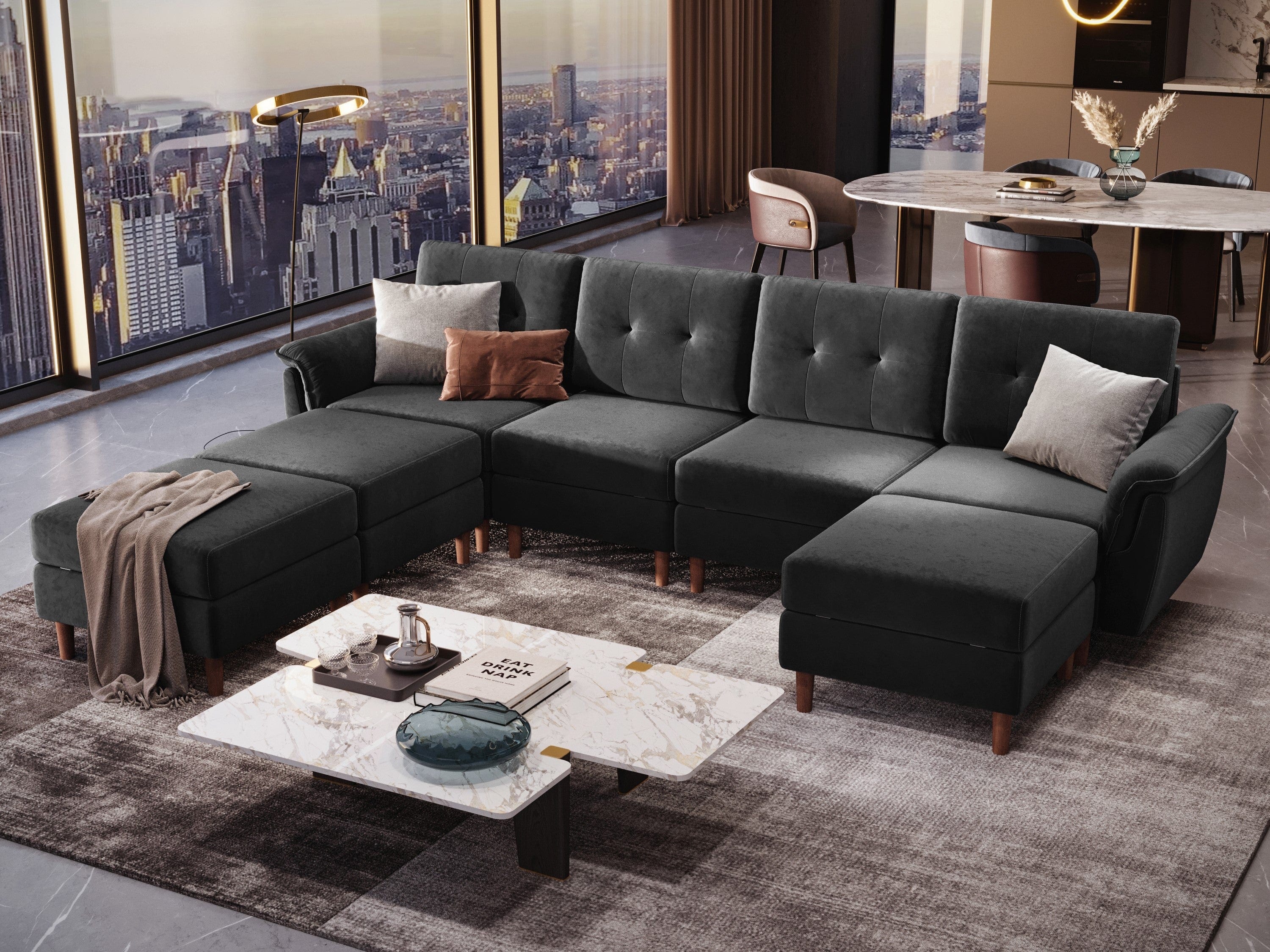 RUBIK II  4 Seat with 3 Ottomans