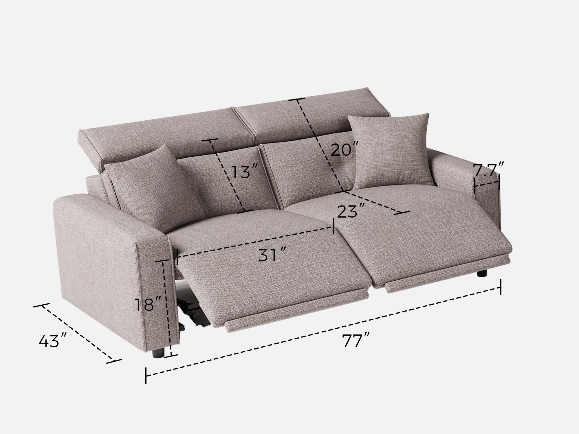FLOAT 2-Seat Power Reclining Modular Sofa