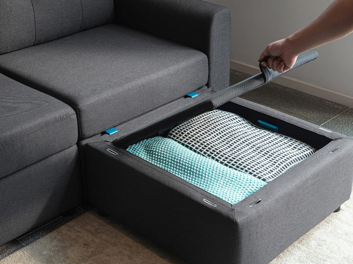 RUBIK III 3 Seats with 3 Ottomans & Console - LINSY HOME
