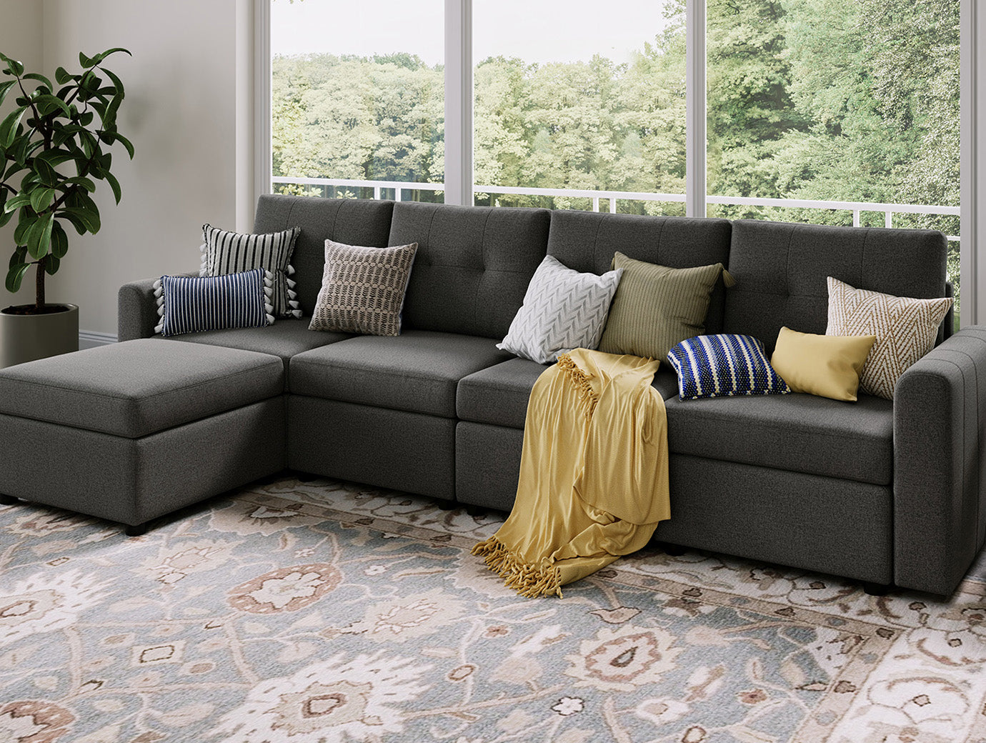 RUBIK III 4 Seats with Ottoman - LINSY HOME