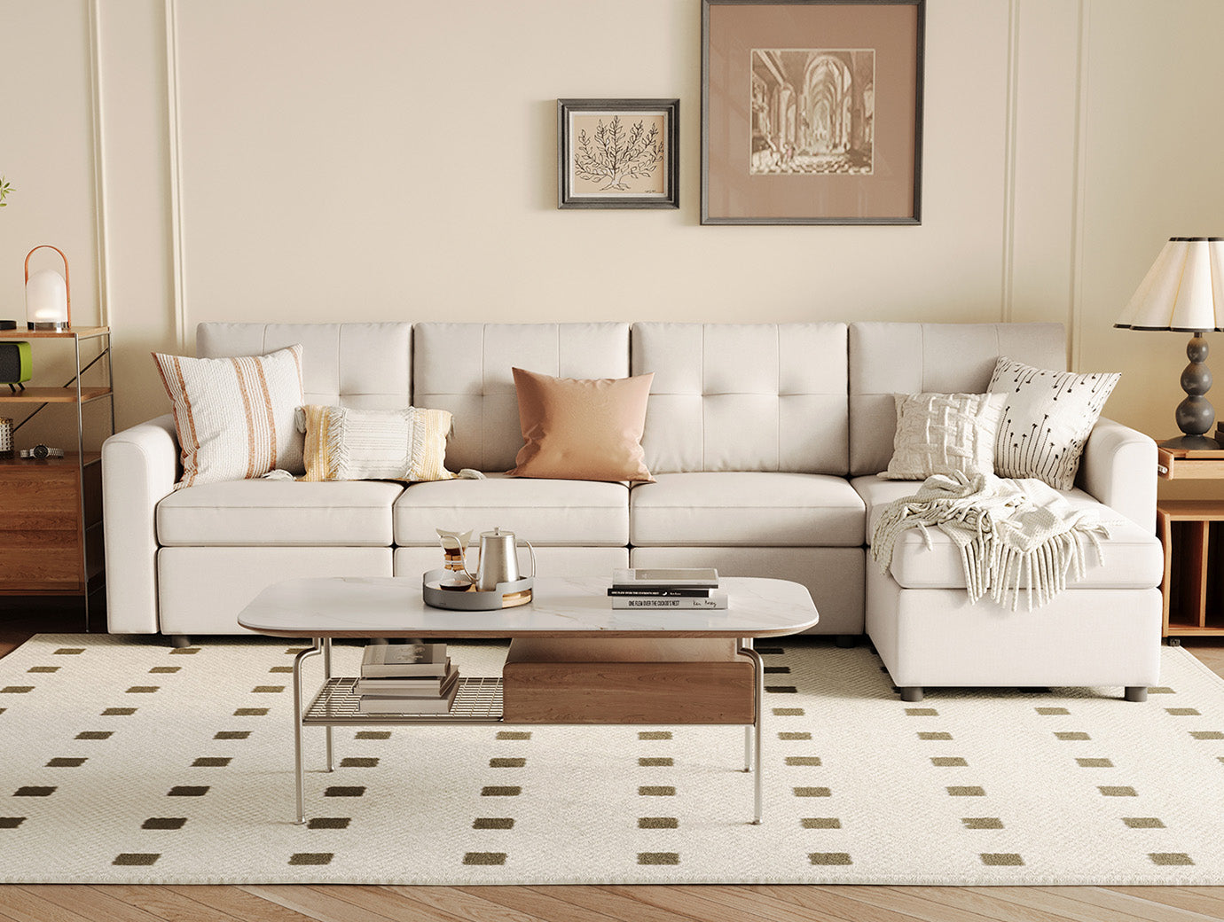 RUBIK III 4 Seats with Ottoman - LINSY HOME