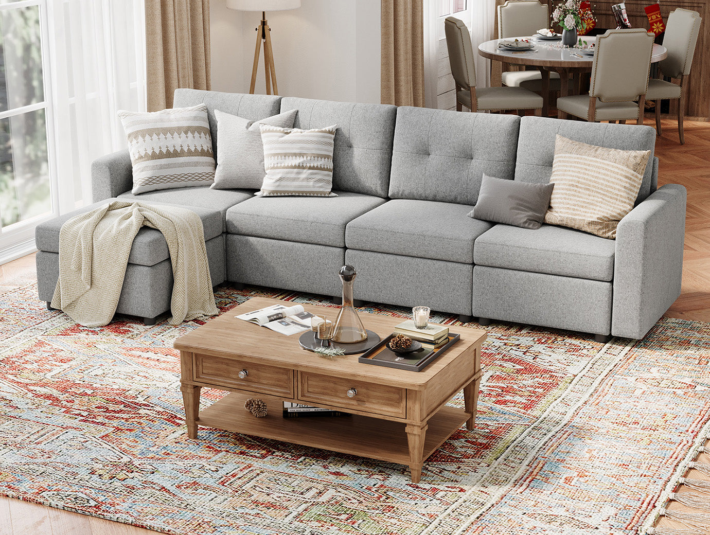 RUBIK III 4 Seats with Ottoman - LINSY HOME