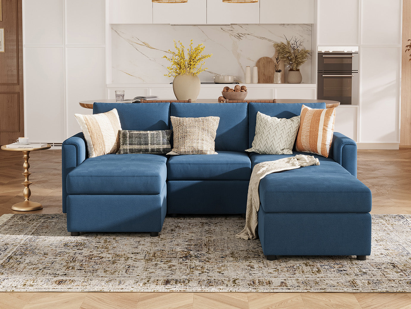 RUBIK I 3 Seats with 3 Ottomans - LINSY HOME