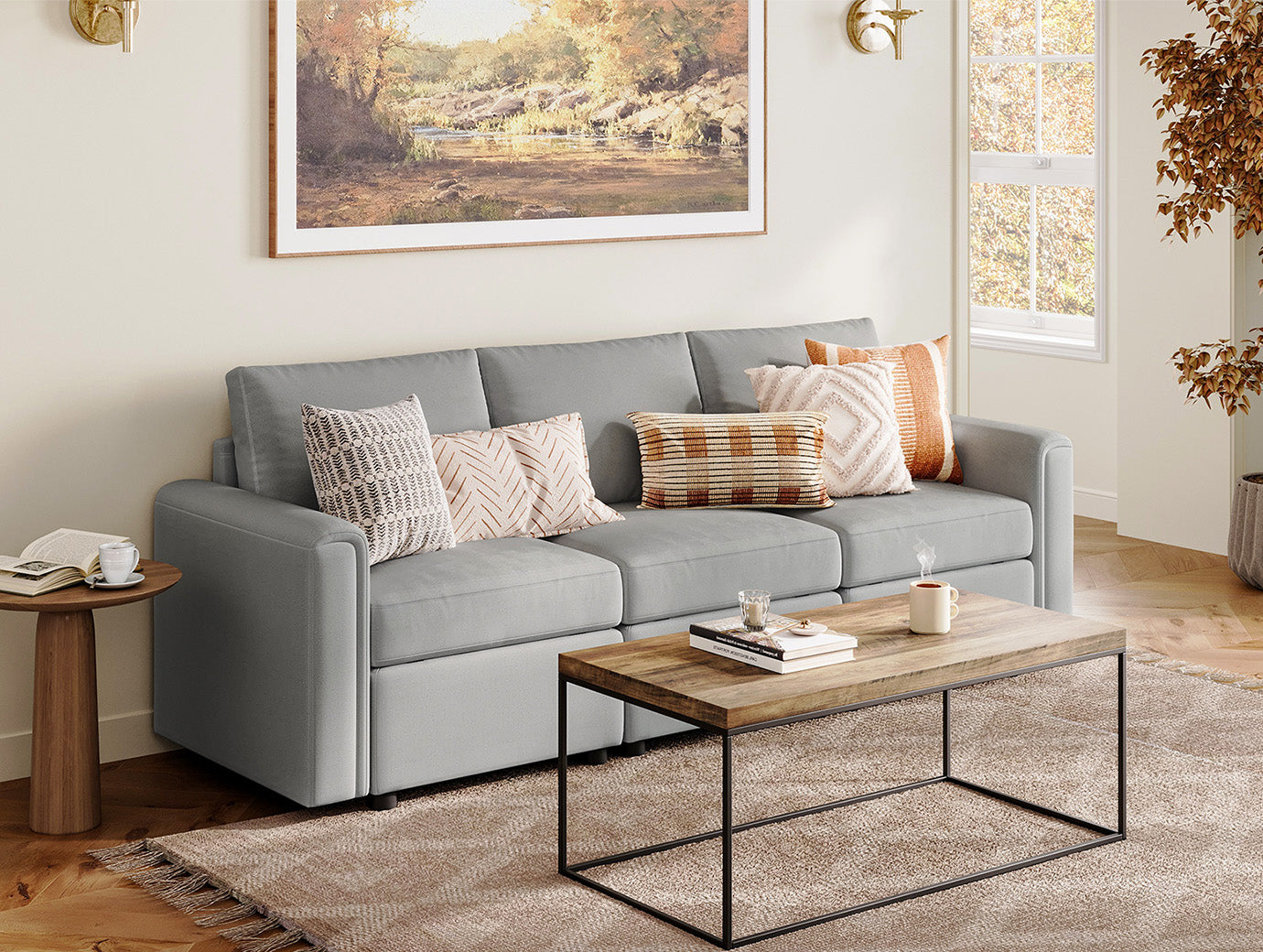 【うおやま】FK SOFA TRIM 3-SEATER Free Shipping! Aukfa 78 Sofa Couch 3 Seater Boucle Fabric