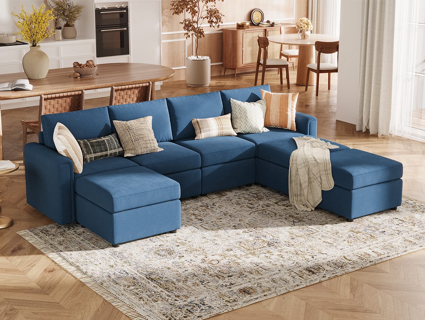 RUBIK I 4 Seats with 3 Ottomans - LINSY HOME