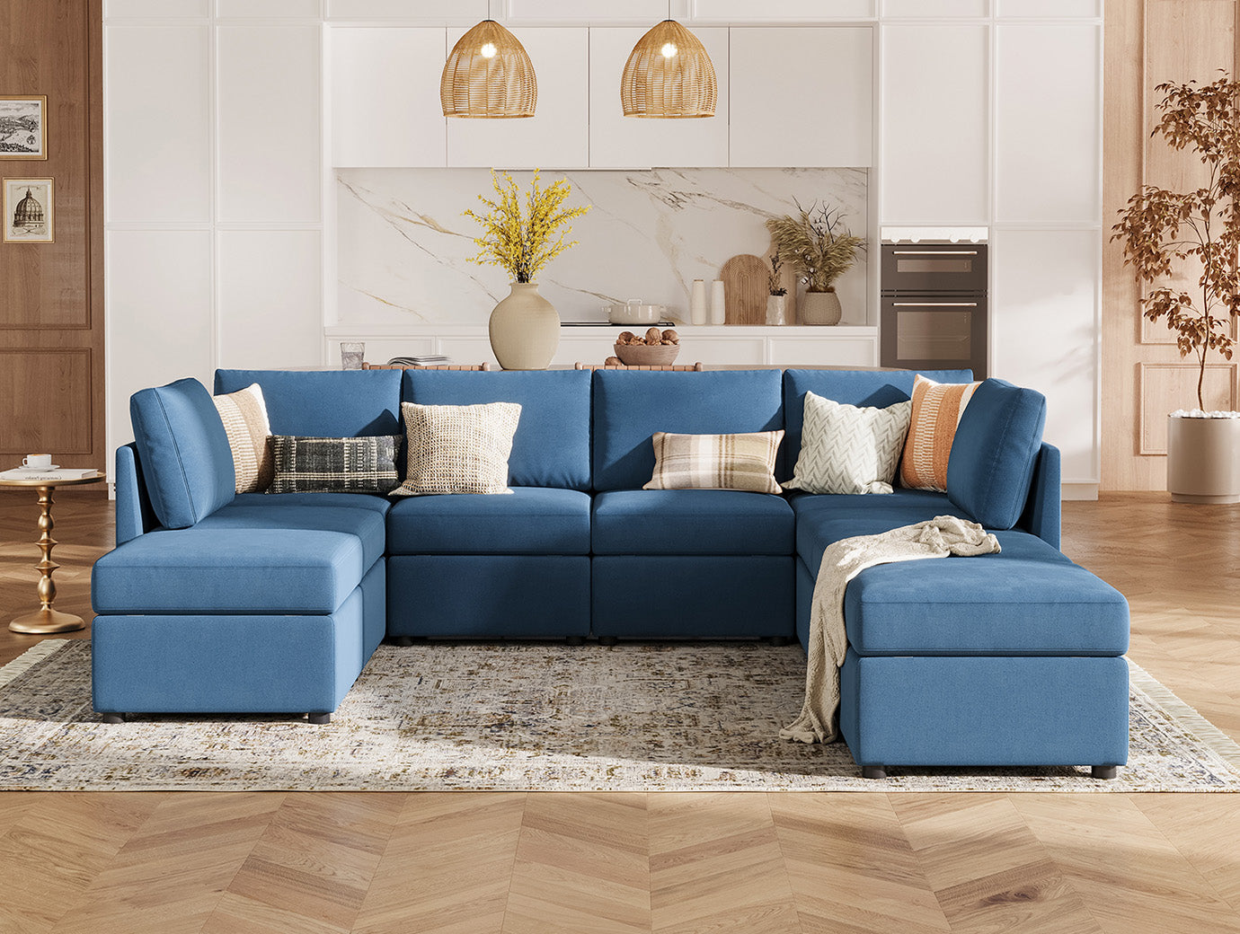 RUBIK I 6 Seats with 3 Ottomans - LINSY HOME