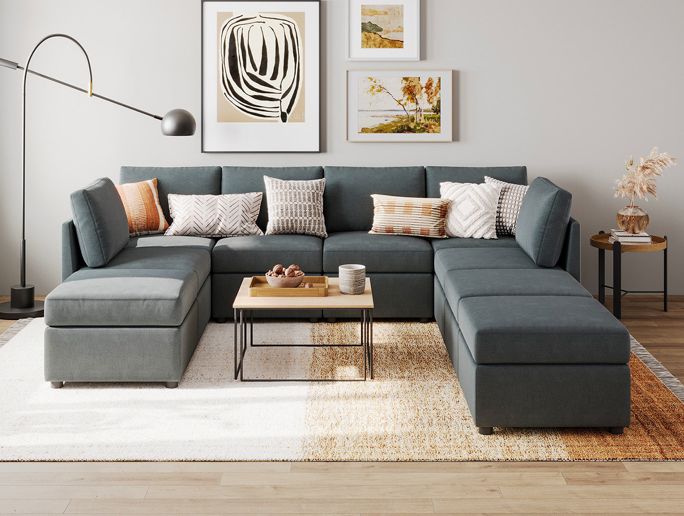 RUBIK I 6 Seats with 3 Ottomans - LINSY HOME