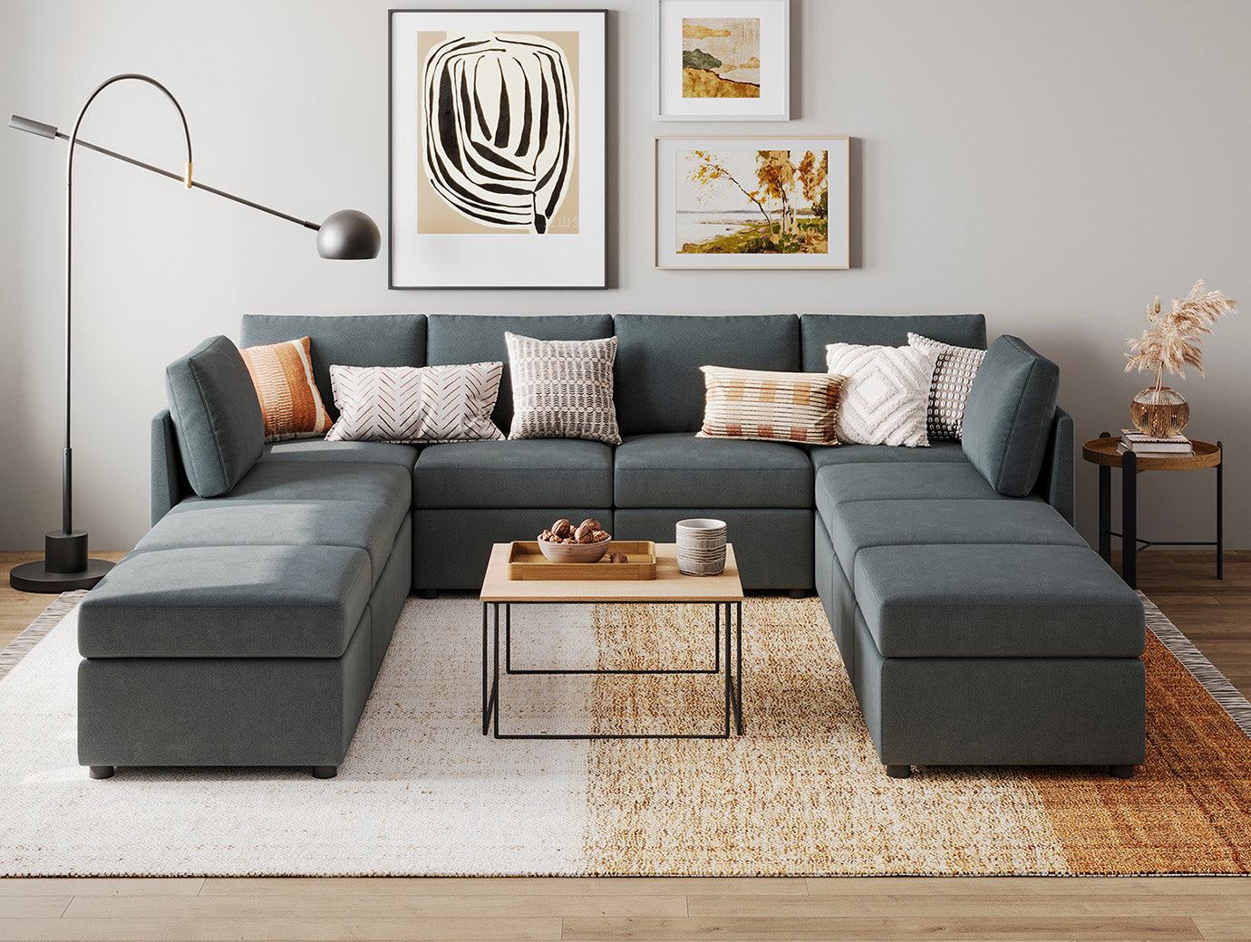 RUBIK I 6 Seats with 4 Ottomans - LINSY HOME