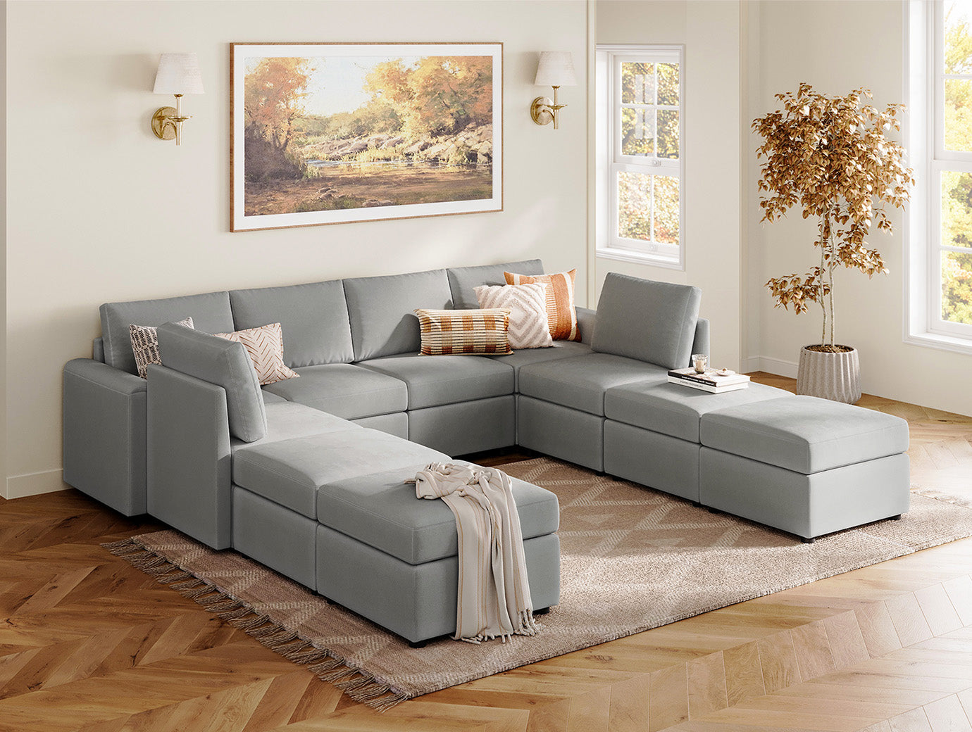 RUBIK I 6 Seats with 4 Ottomans - LINSY HOME