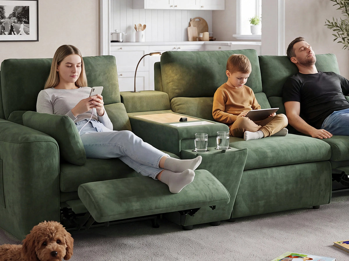 Family relaxing in the Flex Lounge Chair