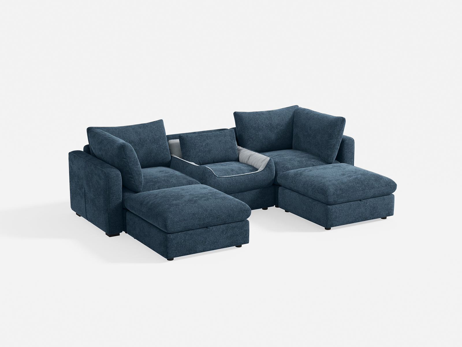RUBIK V 3 Seats with 2 Ottomans & Pet Bed Module