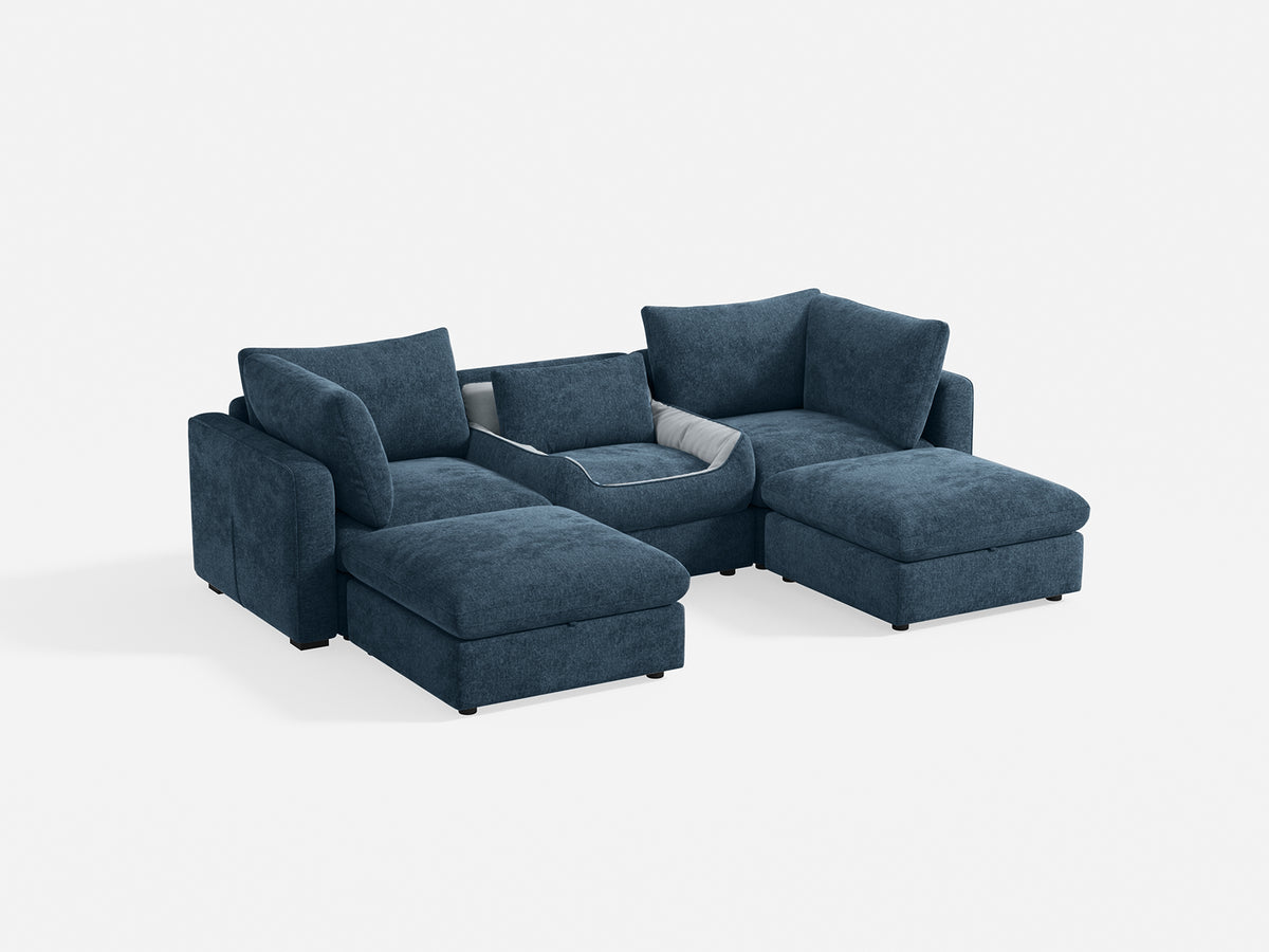 RUBIK V 3 Seats with 2 Ottomans & Pet Bed Module