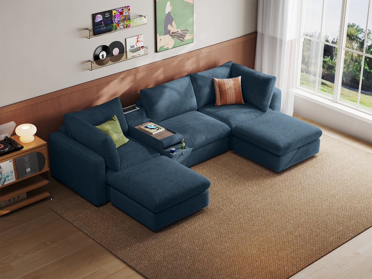 RUBIK V 3 Seats with 2 Ottomans & Console