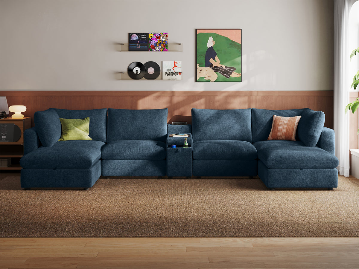 RUBIK V 4 Seats with 2 Ottomans & Console