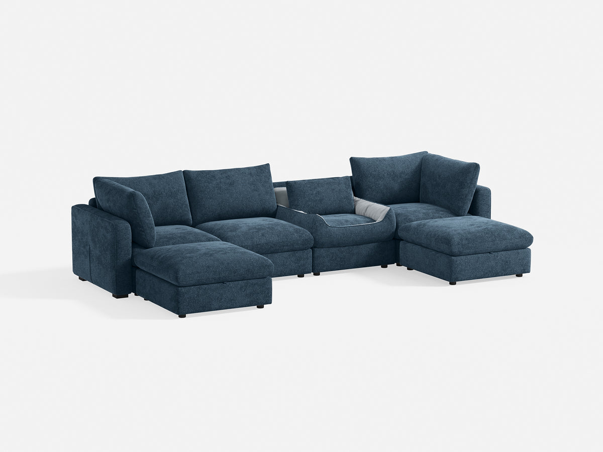 RUBIK V 4 Seats with 2 Ottomans & Pet Bed Module