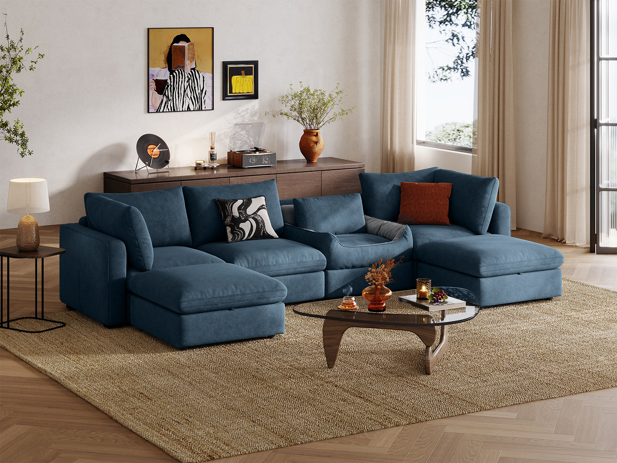 RUBIK V 4 Seats with 2 Ottomans & Pet Bed Module