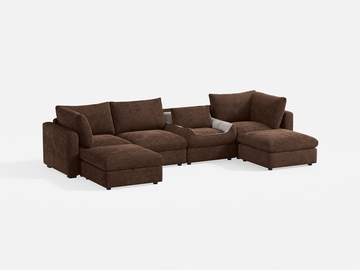 RUBIK V 4 Seats with 2 Ottomans & Pet Bed Module