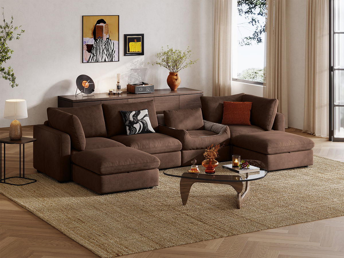 RUBIK V 4 Seats with 2 Ottomans & Pet Bed Module