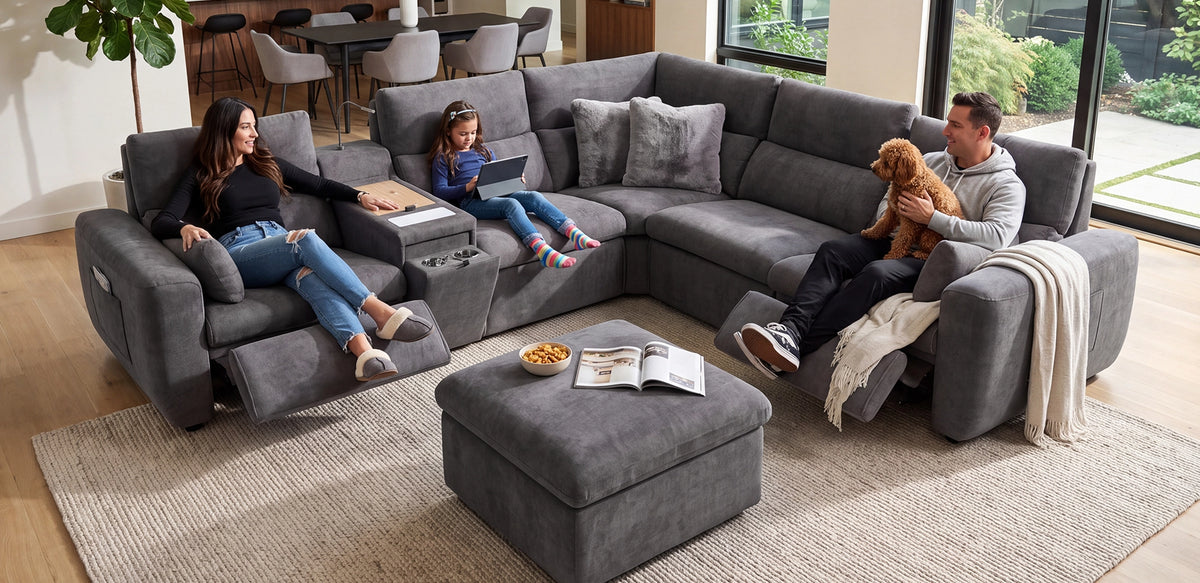Dark gray modular couch